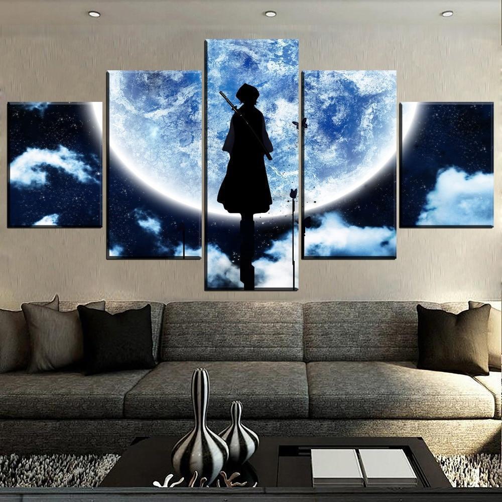 Bleach Rukia Kuchiki Under The Moon Anime - 5 Panel Canvas Art Wall Decor Bleach Rukia Kuchiki Under The Moon Anime - 5 Panel Canvas Art Wall Decor