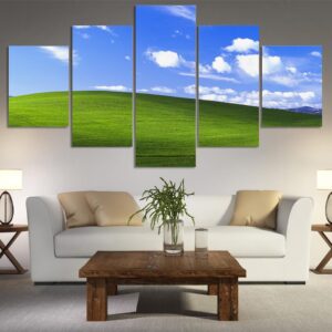 Bliss Microsoft Windows Xp Wallpaper - Landscape 5 Panel Canvas Art Wall Decor