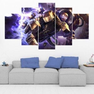 Blitzcrank - League Of Legends - Gaming 5 Panel Canvas Art Wall Decor