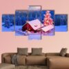 Blizzard Covered Alpine Fields 1 - Nature 5 Panel Canvas Art Wall Decor