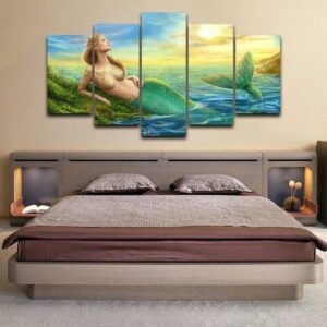 Blonde Woman 1 - Abstract 5 Panel Canvas Art Wall Decor