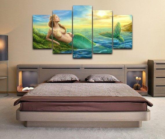 Blonde Woman 1 - Abstract 5 Panel Canvas Art Wall Decor Blonde Woman 1 - Abstract 5 Panel Canvas Art Wall Decor