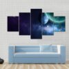 Blue And Purple Nebula On Black - Space 5 Panel Canvas Art Wall Decor
