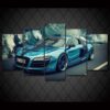 Blue Audi R8 Exotic Car 1 - Automative 5 Panel Canvas Art Wall Decor