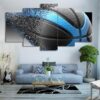 Blue Black Basketball Disintegration - Sport 5 Panel Canvas Art Wall Decor
