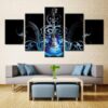 Blue Electric Guitar 1 - Music 5 Panel Canvas Art Wall Decor