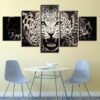 Blue Eye Leopard - Animal 5 Panel Canvas Art Wall Decor