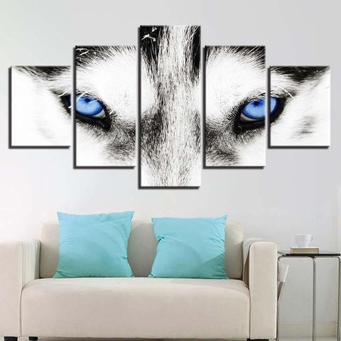 Blue Eye Wolf - Animal 5 Panel Canvas Art Wall Decor Blue Eye Wolf - Animal 5 Panel Canvas Art Wall Decor