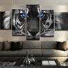 Blue Eyed Tiger Animal - 5 Panel Canvas Art Wall Decor