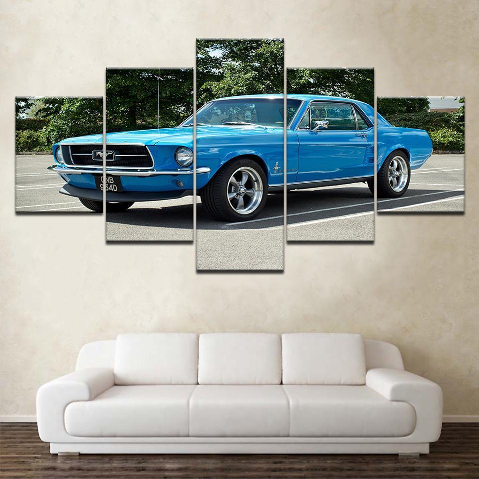 Blue Ferrari Mustang - Automative 5 Panel Canvas Art Wall Decor Blue Ferrari Mustang - Automative 5 Panel Canvas Art Wall Decor