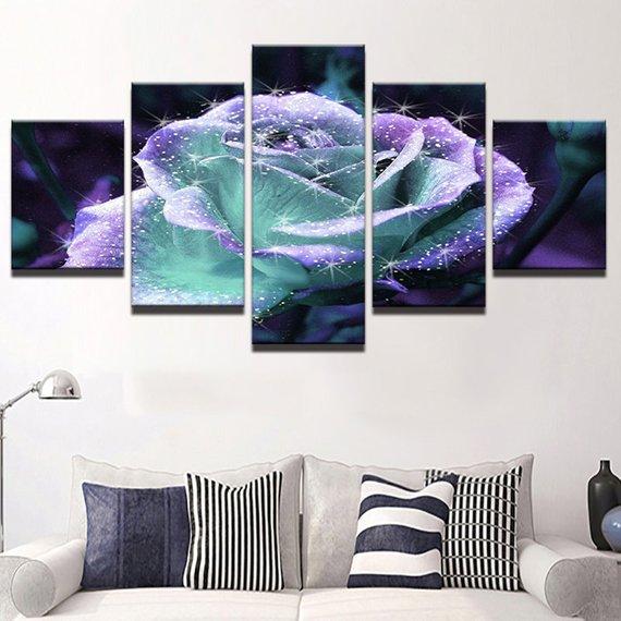 Blue Flower - Nature 5 Panel Canvas Art Wall Decor Blue Flower - Nature 5 Panel Canvas Art Wall Decor