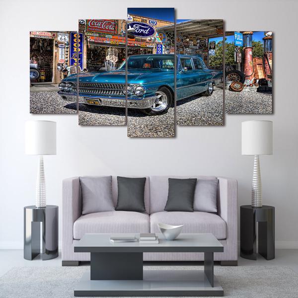 Blue Ford Galaxie 1961 #01 - Automative 5 Panel Canvas Art Wall Decor Blue Ford Galaxie 1961 #01 - Automative 5 Panel Canvas Art Wall Decor