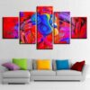 Blue Ganesha - Religion 5 Panel Canvas Art Wall Decor