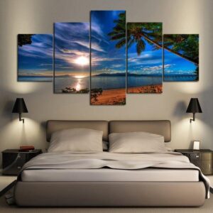 Blue Key Sunset - Nature 5 Panel Canvas Art Wall Decor