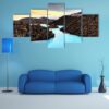 Blue Lagoon Waters In The Lava Field - Nature 5 Panel Canvas Art Wall Decor