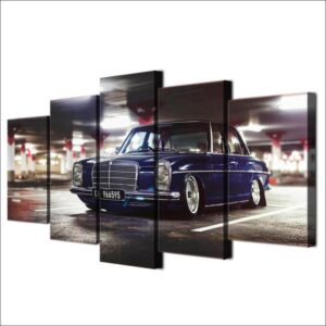 Blue Mercedes Lowered Slammed 1 - Automative 5 Panel Canvas Art Wall Decor