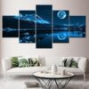 Blue Moon Night Scene - Nature 5 Panel Canvas Art Wall Decor
