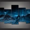 Blue Night Mountainscape Mountains - Nature 5 Panel Canvas Art Wall Decor