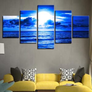 Blue Ocean Sky - Nature 5 Panel Canvas Art Wall Decor