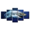 Blue Ocean White Shark 1 - Animal 5 Panel Canvas Art Wall Decor