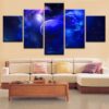 Blue Planet And The Galaxy Far Away 1 - Space 5 Panel Canvas Art Wall Decor