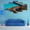 Blue River On The Bridge In Chile - Nature 5 Panel Canvas Art Wall Decor