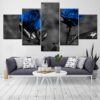 Blue Roses Flowers - Nature 5 Panel Canvas Art Wall Decor
