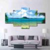 Blue Sea And Island - Space 5 Panel Canvas Art Wall Decor