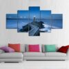 Blue Sea Lighthouse - Nature 5 Panel Canvas Art Wall Decor