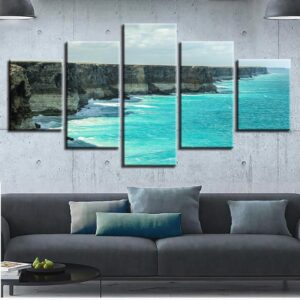 Blue Sea Water 01 - Space 5 Panel Canvas Art Wall Decor