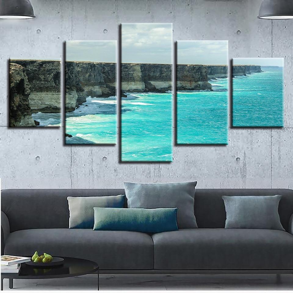 Blue Sea Water 01 - Space 5 Panel Canvas Art Wall Decor Blue Sea Water 01 - Space 5 Panel Canvas Art Wall Decor