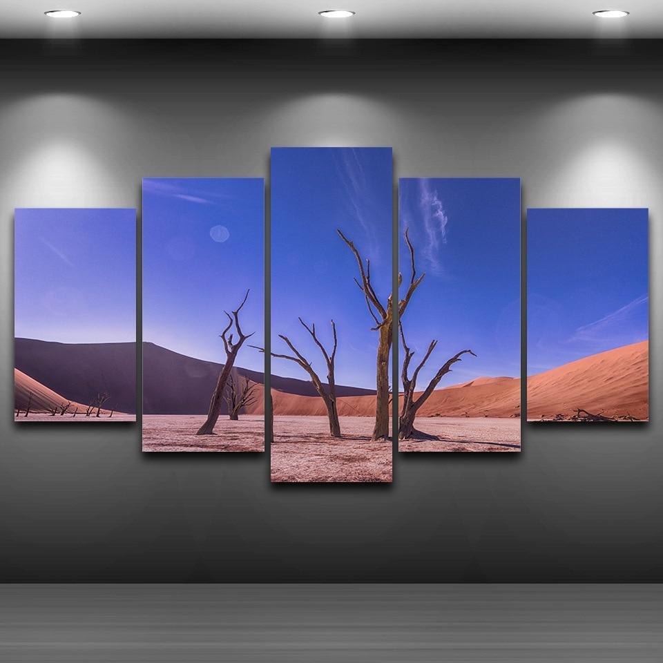 Blue Sky Desert Trees - Nature 5 Panel Canvas Art Wall Decor Blue Sky Desert Trees - Nature 5 Panel Canvas Art Wall Decor