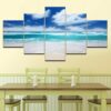 Blue Sky White Cloud Beach - Nature 5 Panel Canvas Art Wall Decor