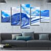 Blue Sky White Cloud Snow Mountain - Nature 5 Panel Canvas Art Wall Decor