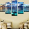 Blue Sky White Clouds Seascape - Nature 5 Panel Canvas Art Wall Decor