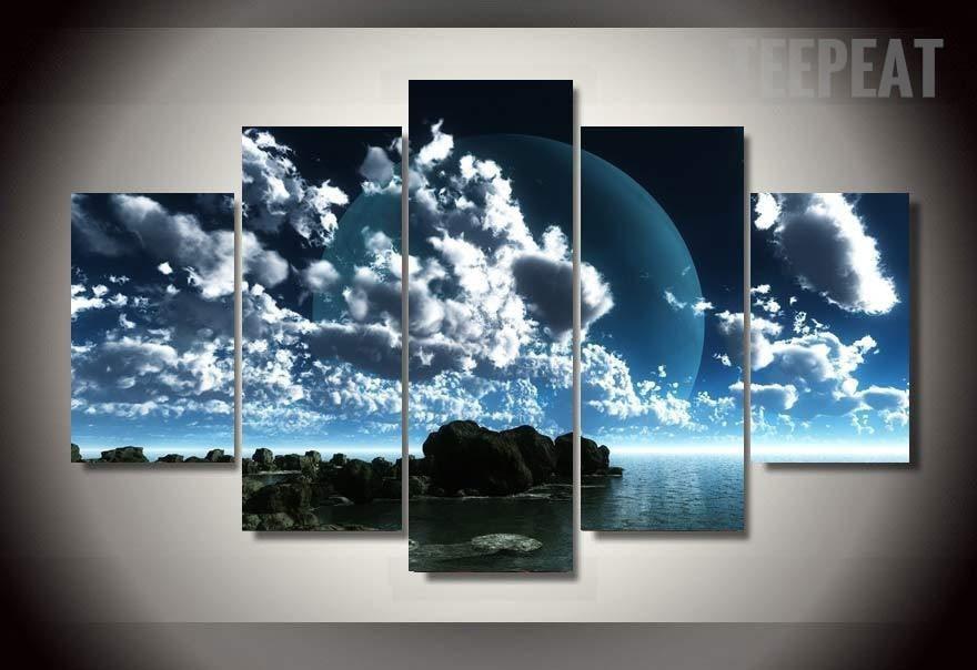 Blue Sky - Nature 5 Panel Canvas Art Wall Decor Blue Sky - Nature 5 Panel Canvas Art Wall Decor