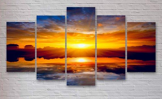 Blue Skys - Nature 5 Panel Canvas Art Wall Decor Blue Skys - Nature 5 Panel Canvas Art Wall Decor