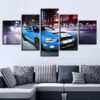 Blue Sports Car 2 - Automative 5 Panel Canvas Art Wall Decor