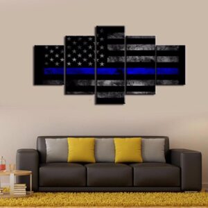 Blue Thin Line #1 - Abstract 5 Panel Canvas Art Wall Decor