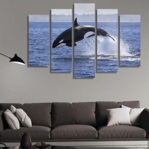 Blue Whale - Animal 5 Panel Canvas Art Wall Decor