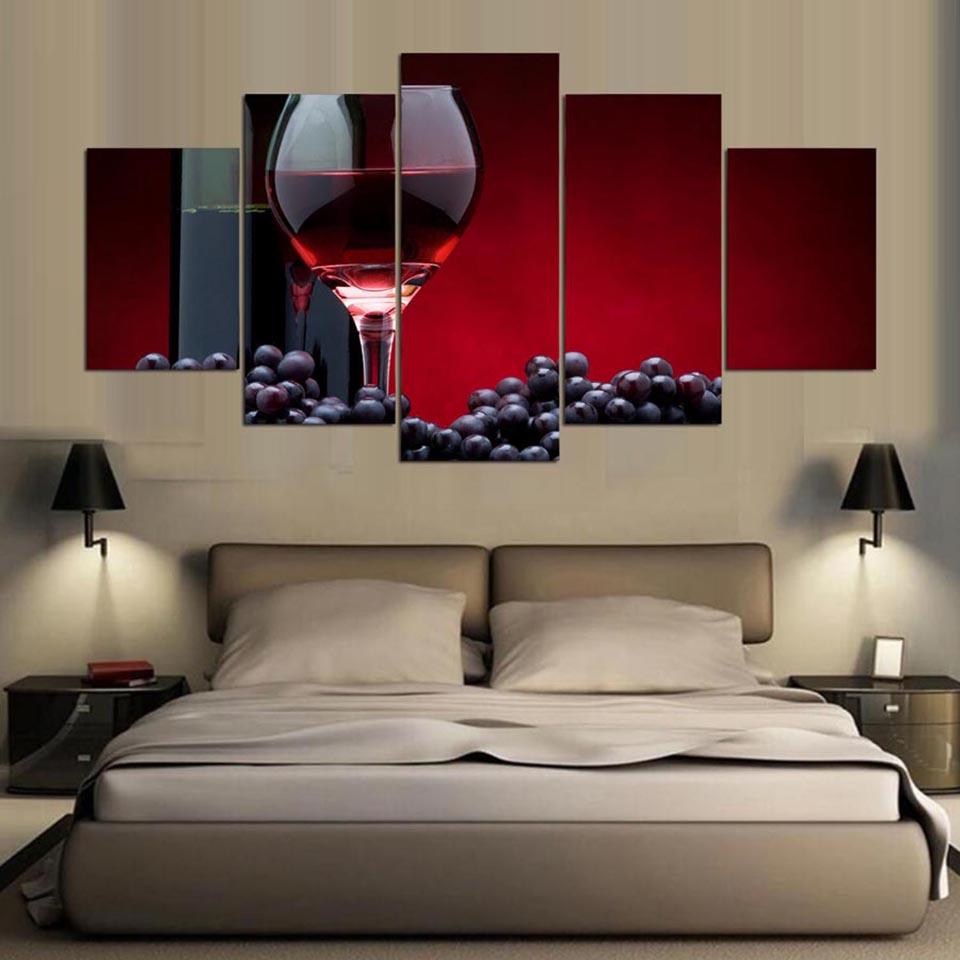 Blueberries Grapes - Wine 5 Panel Canvas Art Wall Decor Blueberries Grapes - Wine 5 Panel Canvas Art Wall Decor