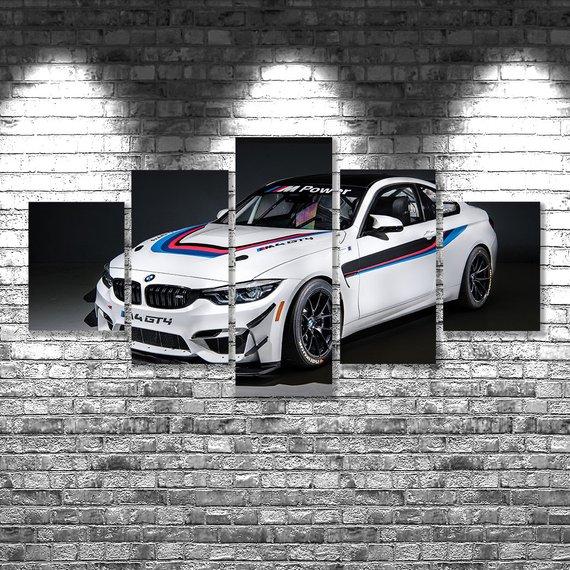 Bmw M4 Gt4 - Automative 5 Panel Canvas Art Wall Decor Bmw M4 Gt4 - Automative 5 Panel Canvas Art Wall Decor