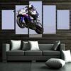 Bmw S1000Rr Sportbike Racing Wheelie Motorcycle - Sport 5 Panel Canvas Art Wall Decor