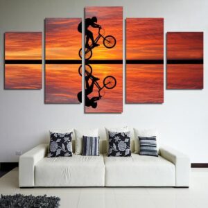 Bmx At Sunset - Sport 5 Panel Canvas Art Wall Decor