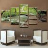 Boardwalk Bridge In The Forest - Nature 5 Panel Canvas Art Wall Decor