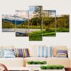 Boat And Lake - Nature 5 Panel Canvas Art Wall Decor
