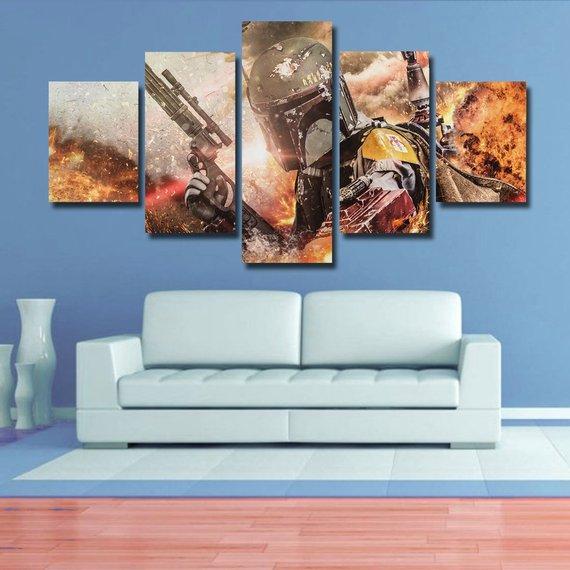 Boba Fett 2 - Movie 5 Panel Canvas Art Wall Decor Boba Fett 2 - Movie 5 Panel Canvas Art Wall Decor