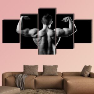 Bodybuilder Showing His Muscles - Sport 5 Panel Canvas Art Wall Decor