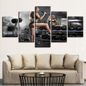 Bodybuilding Chic - Sport 5 Panel Canvas Art Wall Decor