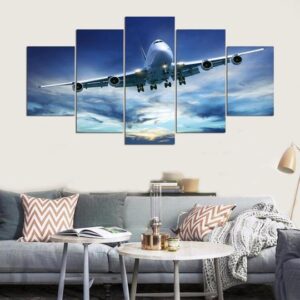 Boeing 747 - Aircraft 5 Panel Canvas Art Wall Decor